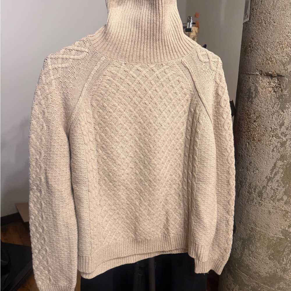 Vince Textured Cream Turtleneck Sweater